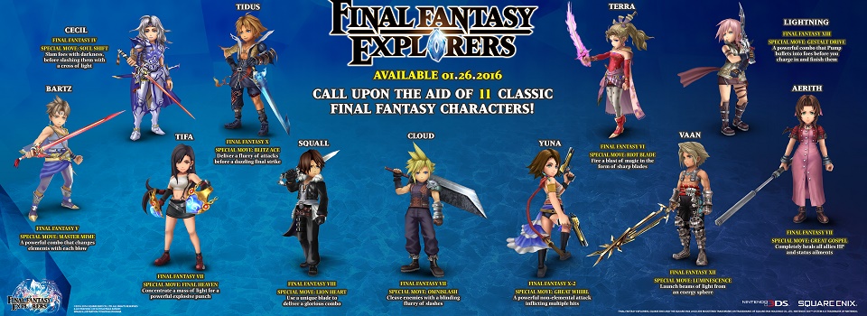 Final Fantasy Explorers Infographic Details 11 Classic FF Characters