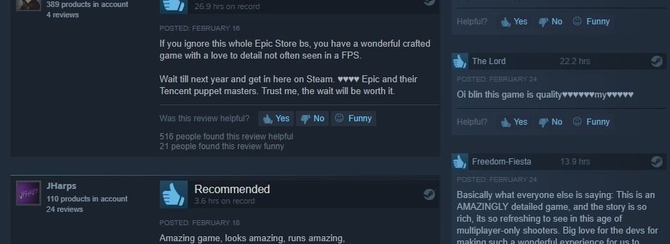 The Metro: Exodus Steam Page is Flooded with Positive Reviews Against Epic