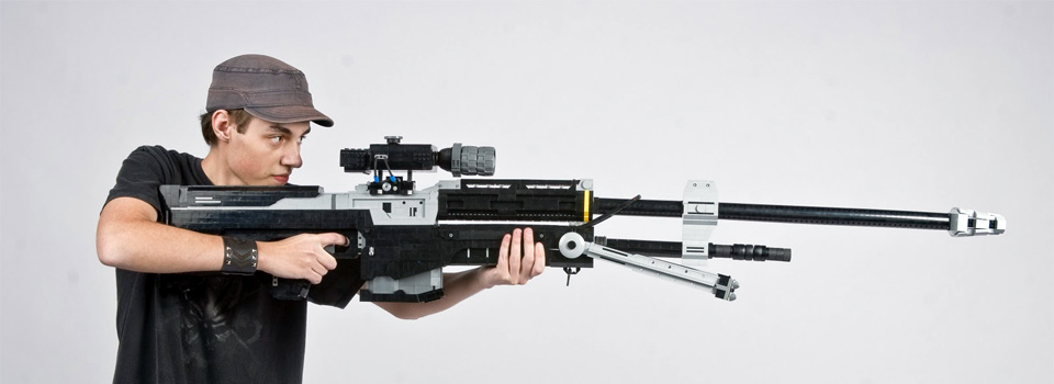 10 Pound 63 inch Halo Sniper Rifle made entirely of LEGOs