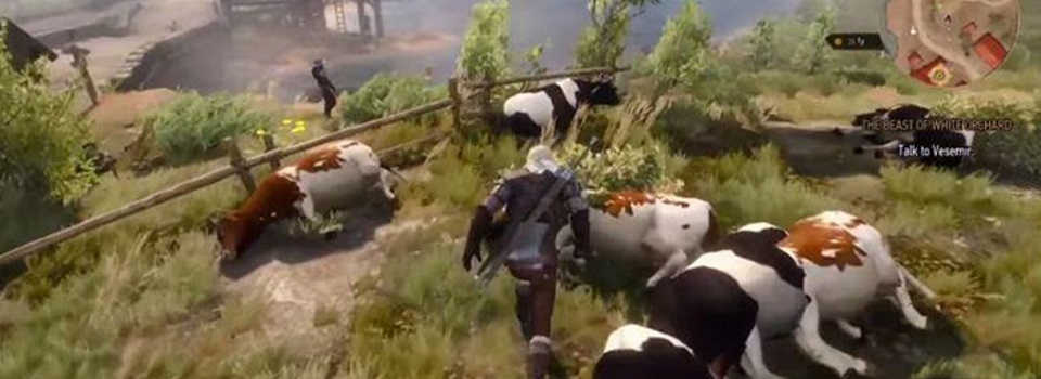 A Beast Defends Helpless Cattle in The Witcher 3