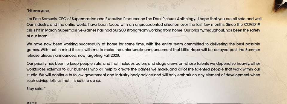 Dark Pictures Anthology: Little Hope Delayed Until Fall 2020