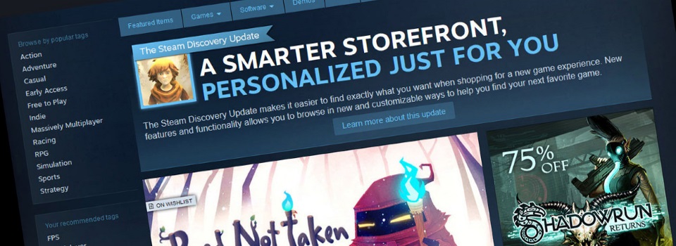 Valve Updates Front Page of Steam