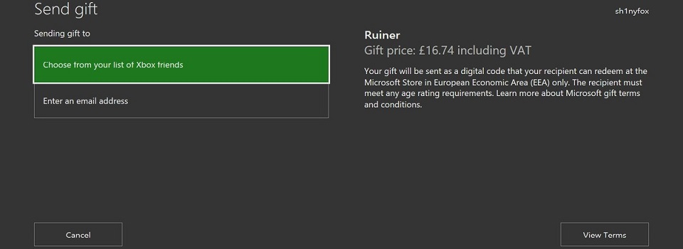 Xbox One Introduces Gifting